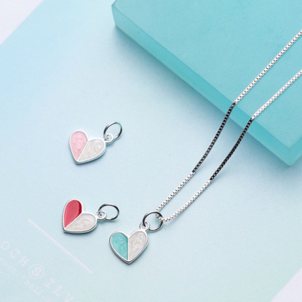 Half of my Heart Sterling Silver Pink Heart Charm